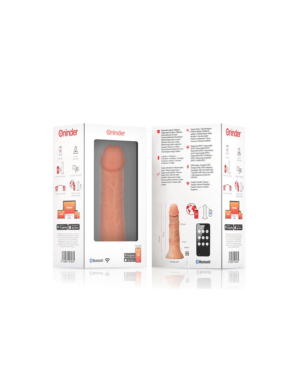 ONINDER - PETIT GODE VIBRATEUR BOGOTÁ 9 VITESSES NATUREL 17.5 CM -O- 4 CM - APPLICATION GRATUITE