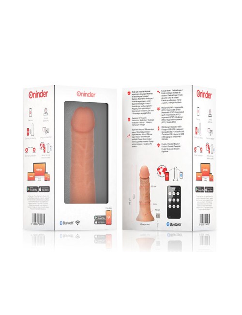 ONINDER - PETIT GODE VIBRATEUR BOGOTÁ 9 VITESSES NATUREL 17.5 CM -O- 4 CM - APPLICATION GRATUITE