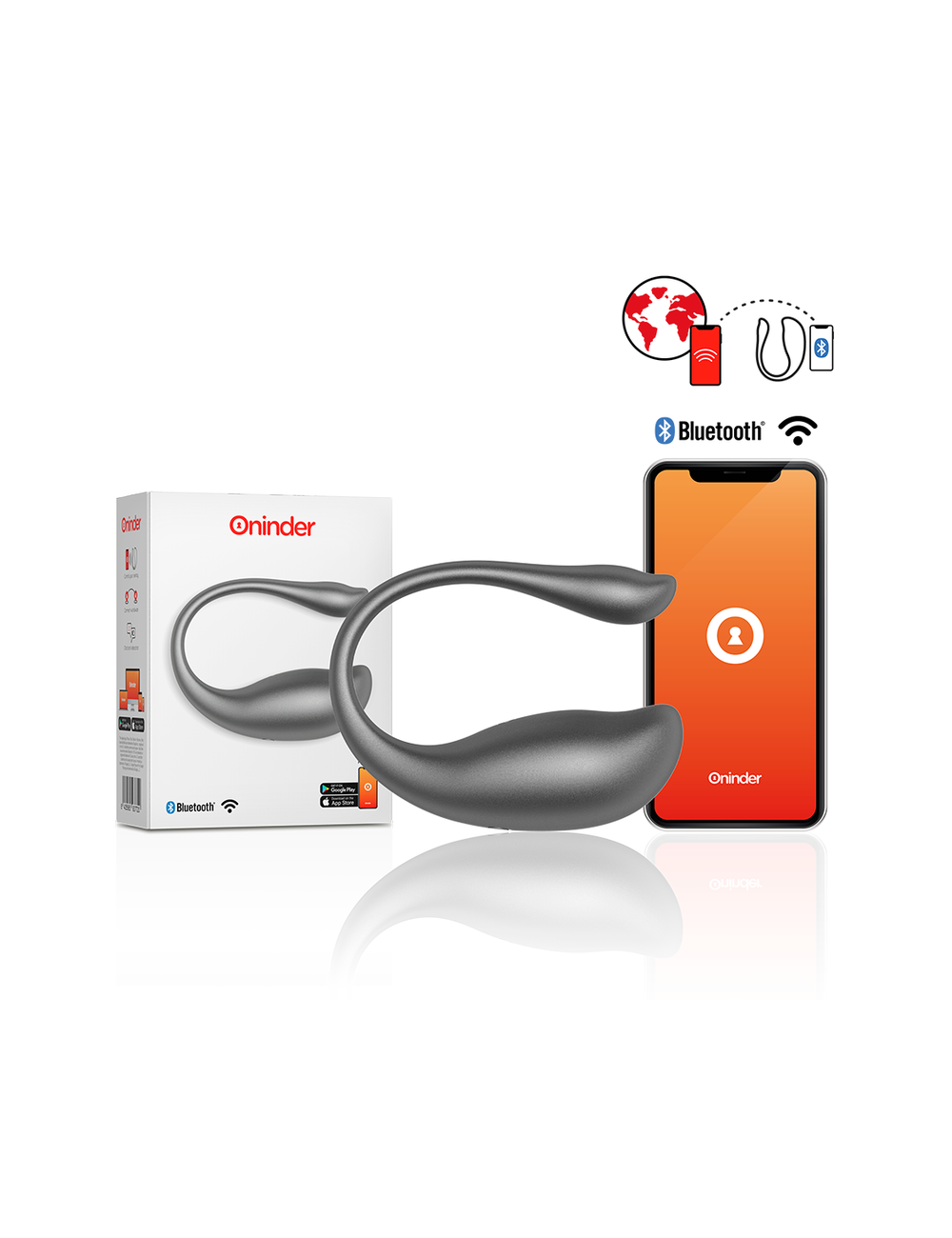 ONINDER EGG NAIROBI Oeuf vibrant rechargeable noir avec application gratuite