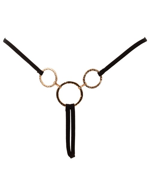 String ouvert noir Cottelli LINGERIE avec anneaux bijoux