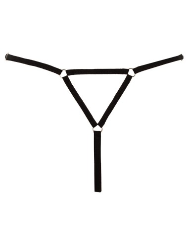 String ouvert noir Cottelli LINGERIE avec anneaux bijoux