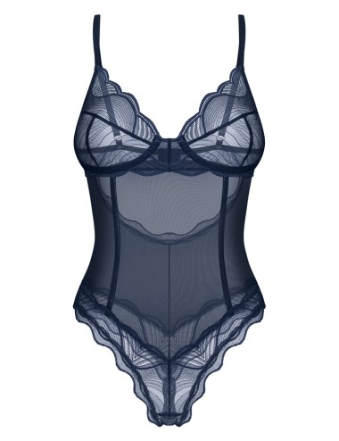 Body Teddy Bleu Nightly Obsessive en Dentelle et Mesh