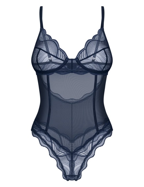 Body Teddy Bleu Nightly Obsessive en Dentelle et Mesh