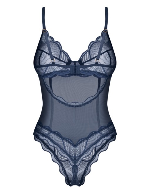 Body Teddy Bleu Nightly Obsessive en Dentelle et Mesh