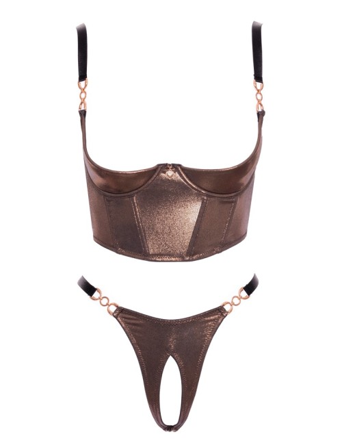 Abierta Fina – Ensemble Bustier Ouvert Bronze Doré
