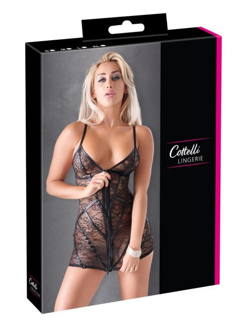 Robe noire à effet mouillé avec zip double sens Cottelli LINGERIE