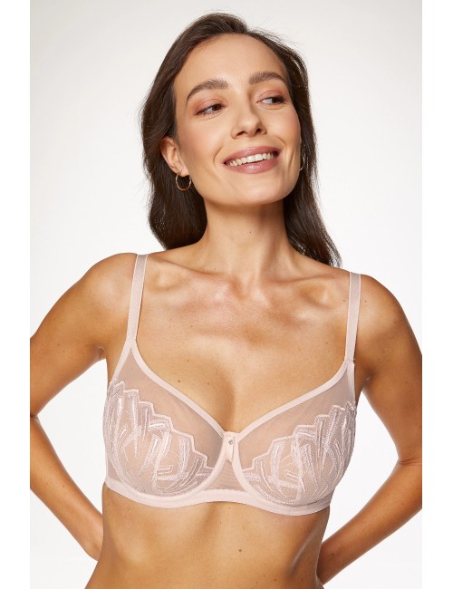 Soutien-gorge doux beige brodé d'ange