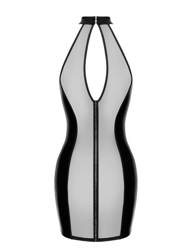 Mini robe tulle et wetlook Luxuria F370 - Noir Handmade