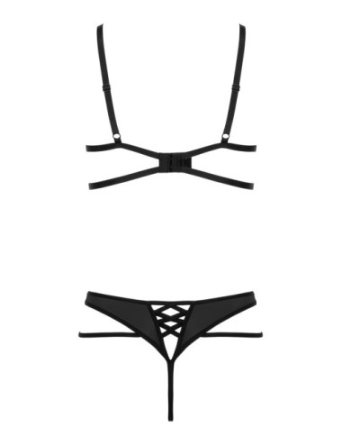 Ensemble lingerie Gorteks wetlook noir – soutien-gorge & string