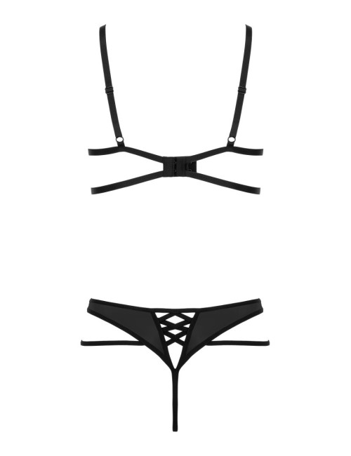 Ensemble lingerie Gorteks wetlook noir – soutien-gorge & string