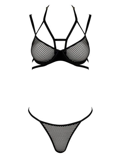 Ensemble lingerie Gorteks noir résille – soutien-gorge & string