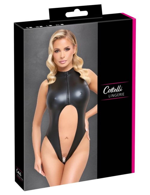 Body noir ouvert à l'entrejambe - Cotelli Lingerie