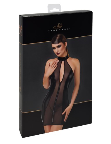 Mini robe tulle et wetlook Luxuria F370 - Noir Handmade
