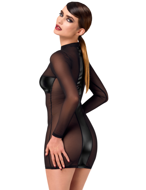 Mini robe tulle et wetlook Crossfire F369 - Noir Handmade
