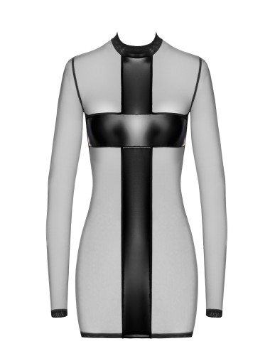 Mini robe tulle et wetlook Crossfire F369 - Noir Handmade