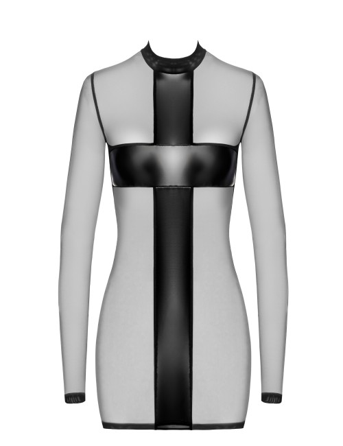 Mini robe tulle et wetlook Crossfire F369 - Noir Handmade