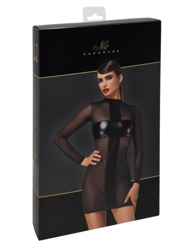 Mini robe tulle et wetlook Crossfire F369 - Noir Handmade
