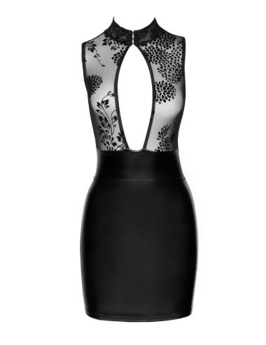 Robe courte wetlook et tulle F241