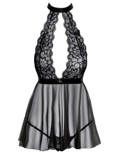 Babydoll Noir & String – Transparence Sensuelle et Élégance Captivante